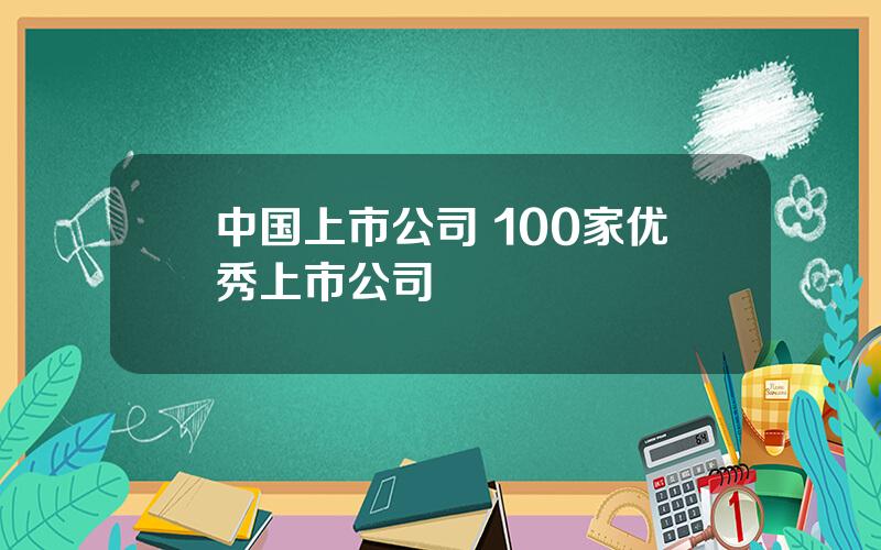 中国上市公司 100家优秀上市公司